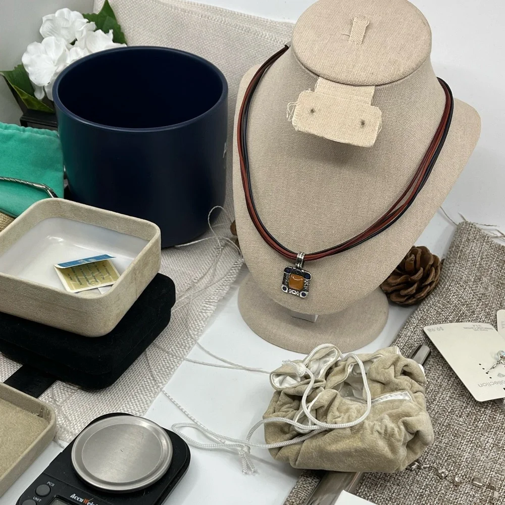 Vintage Ava Yetter Southwestern Pendant Necklace – Amber, Lapis, 925 Sterling - Picture 12 of 17